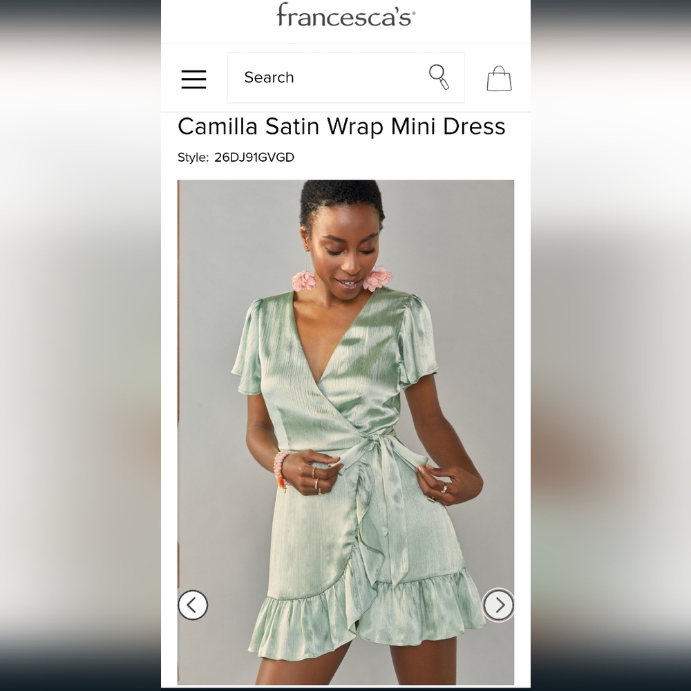 Camilla Satin Wrap Mini Dress - Sage Green